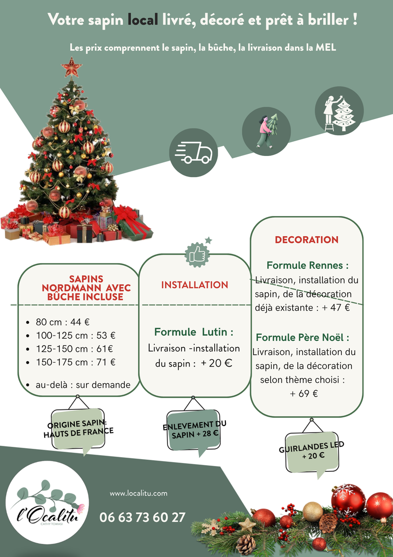 Sapin Nordmann Hauts de France avec bûche